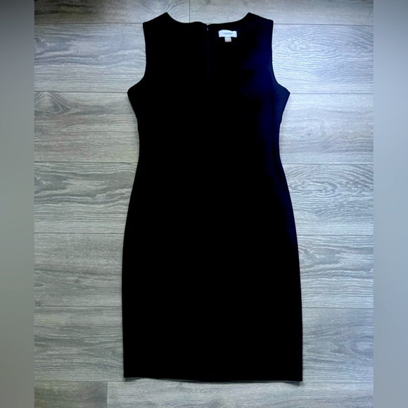 Calvin Klein Black Fitted Shift Career Professional LBD Sleeveless Dress Size 8 - Picture 1 of 9
